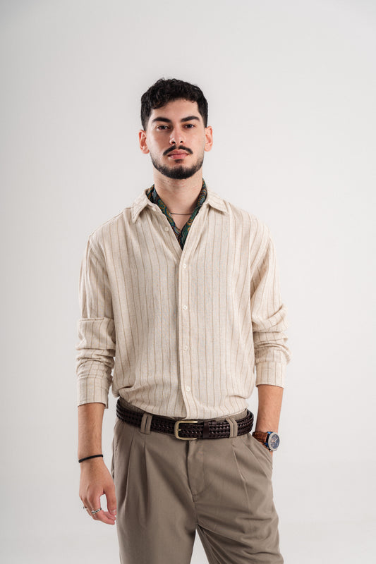 "Sabbia Oliva" Linen Shirt