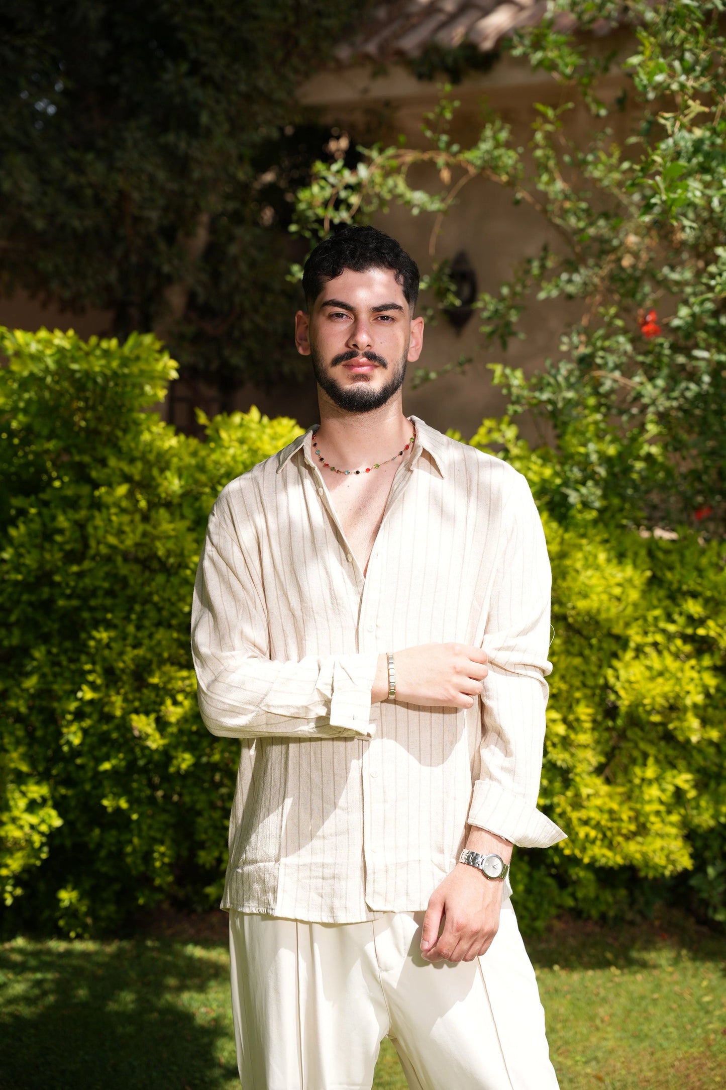 "Sabbia Oliva" Linen Shirt