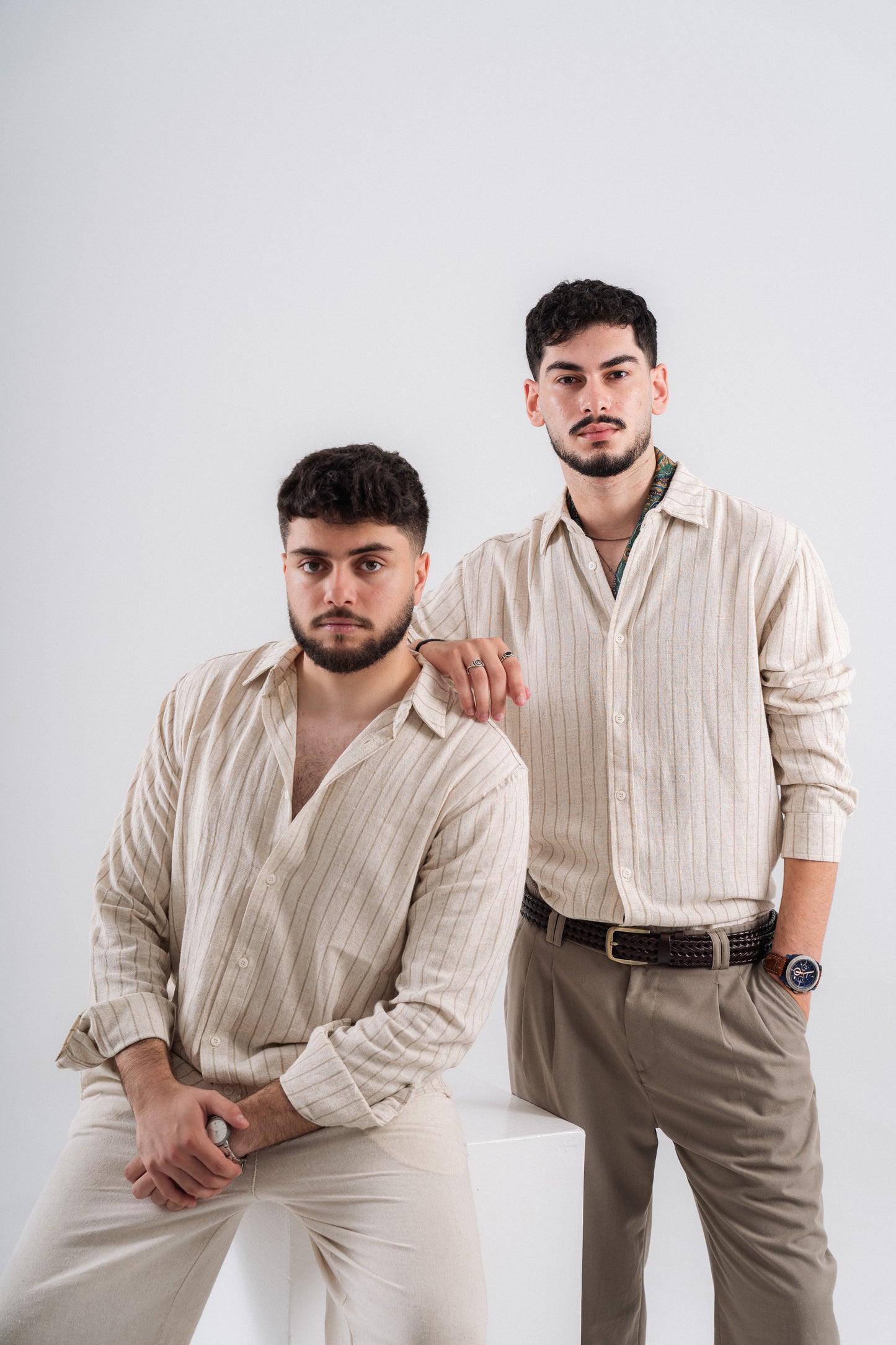 "Sabbia Oliva" Linen Shirt